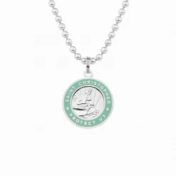Get Back Supply Co. St. Christopher Surf Necklace- Silver/Teal Mens