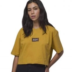 HUF Womens Women's Leopard Bar Logo S/S Crop Tee