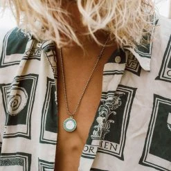 Get Back Supply Co. St. Christopher Surf Necklace- Silver/Teal Mens