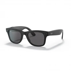 RW4002 Ray-Ban Stories Wayfarer Sunglasses In Matte Black W/ Dark Grey