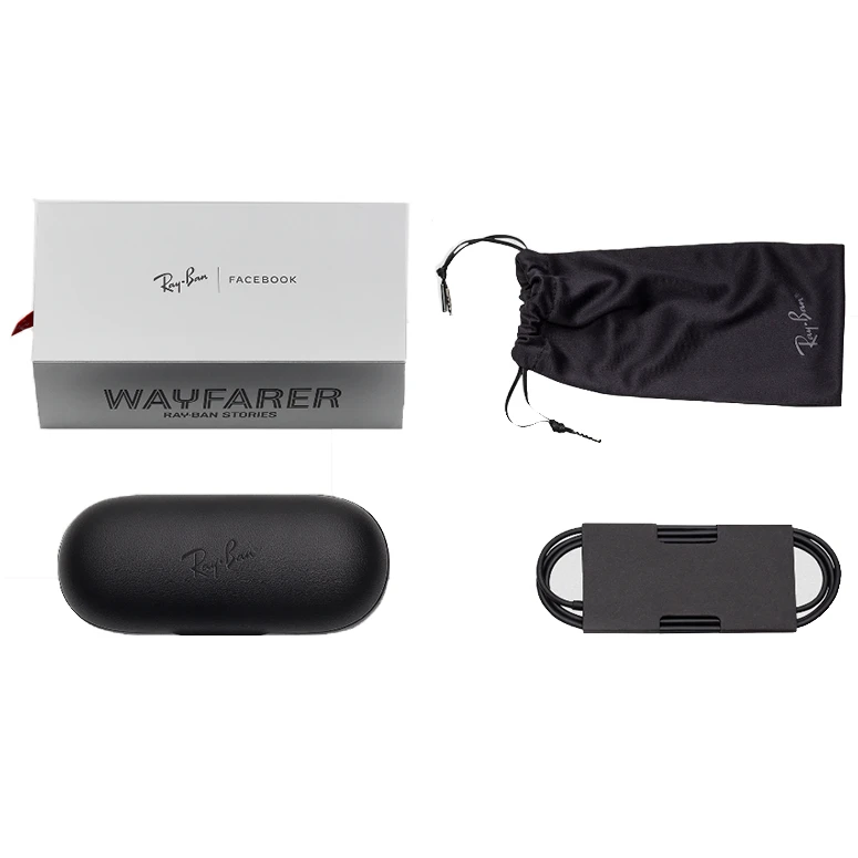 RW4002 Ray-Ban Stories Wayfarer Sunglasses In Matte Black W/ Dark Grey 8 RW4002 Ray-Ban Stories Wayfarer Sunglasses In Matte Black W/ Dark Grey
