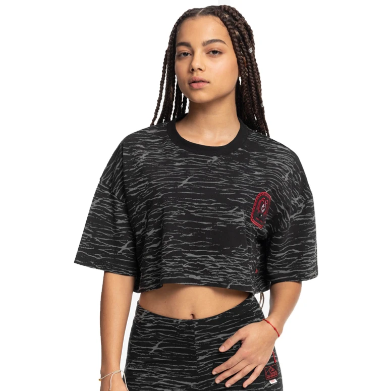 Womens Stranger Things X Quiksilver Upside Down Maxi Cropped S/S Tee 3 Womens Stranger Things X Quiksilver Upside Down Maxi Cropped S/S Tee