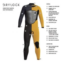 Mens Men's Xcel Drylock 4/3mm Chest Zip Fullsuit