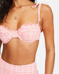 Billabong Pink Tide Ruffle Underwire Bikini Top Womens