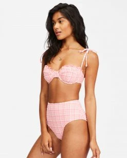 Billabong Pink Tide Ruffle Underwire Bikini Top Womens