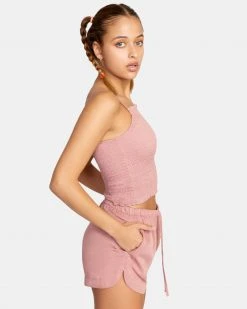 RVCA Revival Smocked Crop Top Womens 9 RVCA Revival Smocked Crop Top Womens