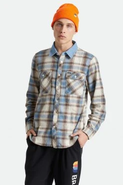 Brixton Mens Bowery Stretch L/S Crossover Flannel