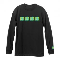 New Deal Mens Original Napkin 4-Bar Silver Long Sleeve Tee