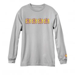 New Deal Mens Original Napkin 4-Bar Silver Long Sleeve Tee