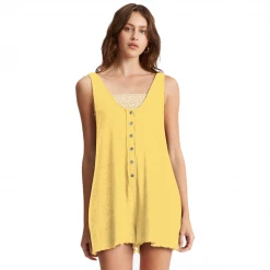 Billabong Fade Away Button-Up Knit Romper